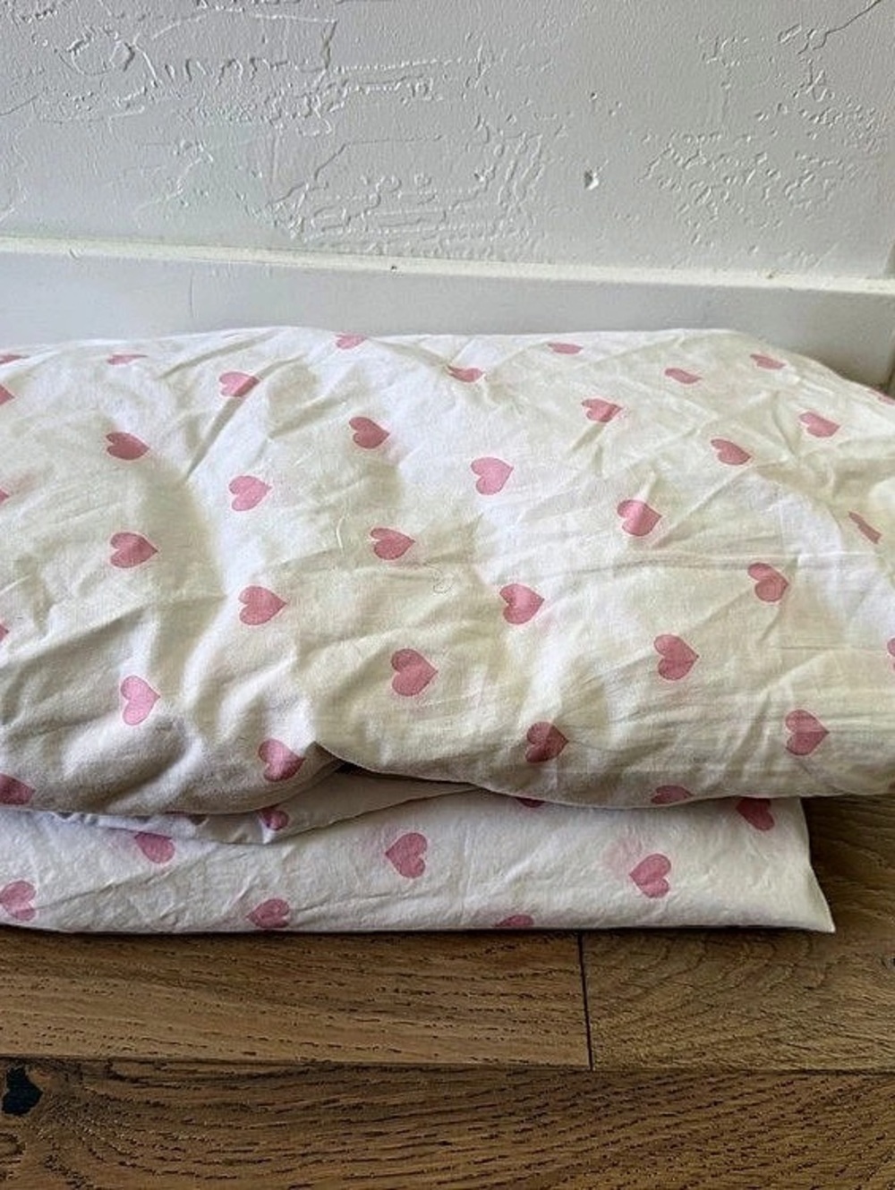 Pottery Barn Kids Pink Heart Twin Sheet Set 100% Organic Cotton Fitted Flat